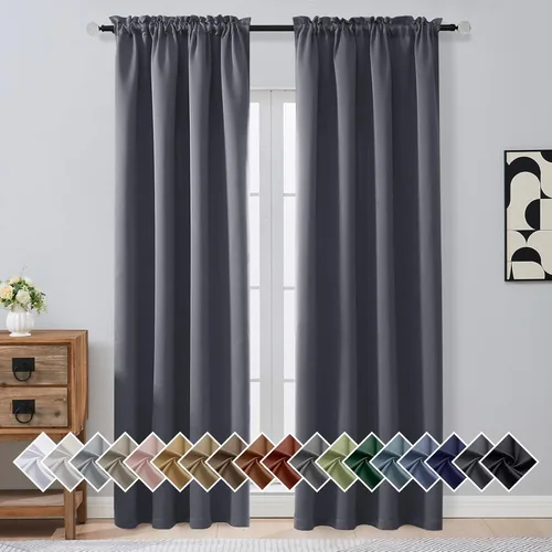 Miniatura 120 de OVZME Cortinas opacas turquesa para tratamiento de ventanas pequeñas, cortinas cortas con bloqueo de luz para ventana de cocina sobre el fregadero
