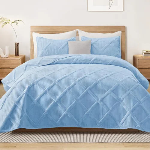 Miniatura 19 de Exclusivo Mezcla - Juego de edredón de microfibra tamaño King, juego de ropa de cama gris claro con 2 fundas de almohada, colcha moderna para cama