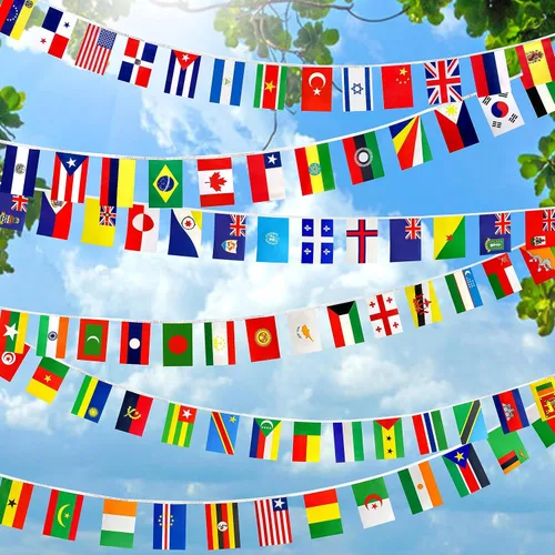 Miniatura 6 de KERDA Banderas internacionales del mundo de 224 países, decoración para juegos olímpicos, escuela, bares, eventos deportivos, gran apertura, 8.2 x