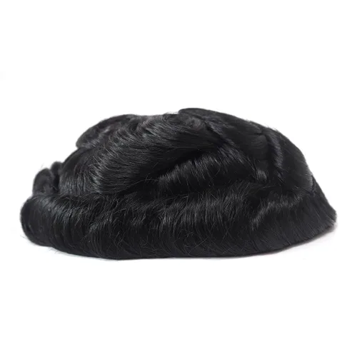 Miniatura 5 de Toupee - Pelucas de cabello humano para hombre, tupé europeo virgen, unidades de cabello humano ondulado, peluca para hombre, sistema de reemplazo
