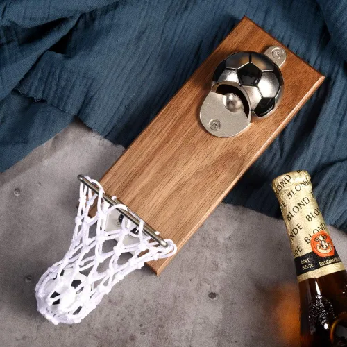 Miniatura 2 de Abrebotellas de fútbol con colector de tapas, abridor de botellas magnético para refrigerador, regalo ideal para fanáticos del fútbol y amantes