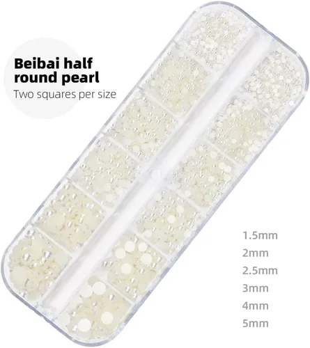 Miniatura 3 de Perlas planas para uñas, perlas blancas para arte de uñas, perlas de uñas de color AB para arte de uñas, perlas de joyería para uñas, con bolígrafo