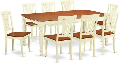 Miniatura 14 de East West Furniture DOAV9-BCH-LC - Juego de mesa de comedor de 9 piezas, incluye una mesa rectangular de madera con hoja de mariposa y 8 sillas