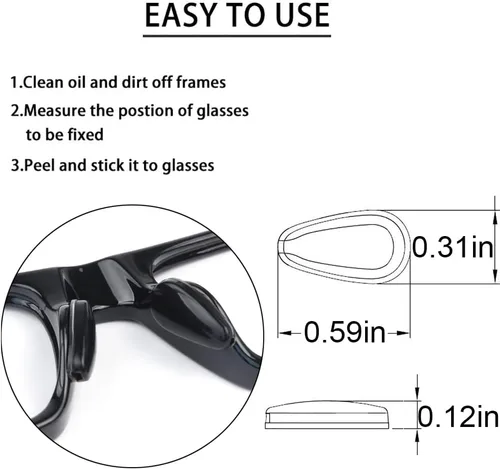 Miniatura 2 de Junsika Almohadillas para la nariz para gafas, almohadillas adhesivas de silicona suave para anteojos, antideslizantes, para cámara de aire