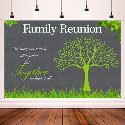 Fondo de reunión con texto en inglés «We Are Family» – Cartel de 6 x 4 pies con accesorios para cabina de fotos para inauguración de la casa,