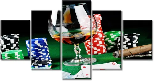 Miniatura 54 de TUMOVO 5 paneles para decoración del hogar, fichas apiladas, obras de arte modernas y contemporáneas grandes para bar, pub, club, fotos, tarjetas