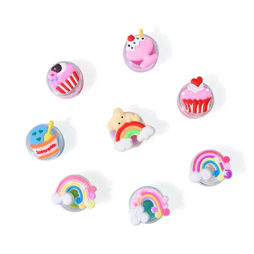 Miniatura 6 de Mebtmel 8 piezas de brillo labial lindo para niñas, set de bálsamo labial para regalos de fiesta para niños, sabores surtidos afrutados con diseños
