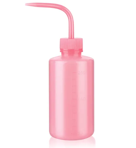 Valchoose Botella profesional de lavado de tatuajes de 8.5 onzas (rosa), botella de boca estrecha para riego de laboratorio médico, rociador, lata
