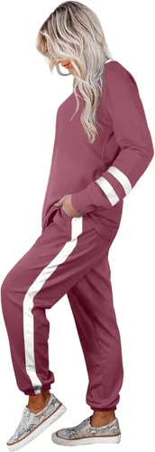 Miniatura 3 de Aloodor conjunto deportivo de 2piezas para mujer, con sudadera con cuello redondo, sin botones