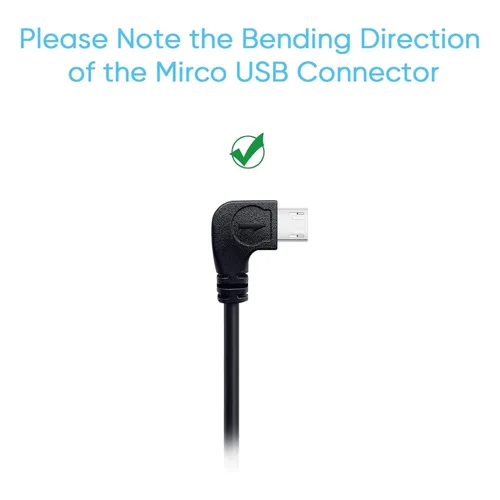 Miniatura 4 de Pixelman Cable de alimentación para cámara de salpicadero, cable de carga micro USB de 11.5 pies de largo para cámara de espejo de salpicadero