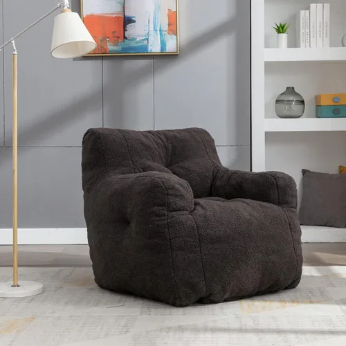 Miniatura 8 de Puf - Silla de sofá individual, mullida, moderna, suave, copetuda, de espuma, sofá perezoso, silla de ocio para sala de estar, dormitorio, balcón