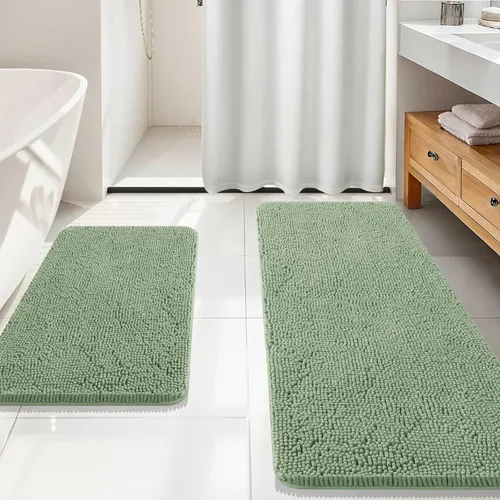 Miniatura 227 de OLANLY Juego de alfombras de baño de 2 piezas, alfombras de baño de chenilla suave y absorbente y alfombra de contorno en forma de U para inodoro