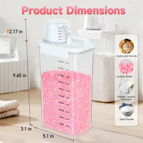 Miniatura 3 de Tokokimo Dispensador de detergente para ropa sucia – Recipiente de polvo y dispensador de perlas de refuerzo de aroma para organización de lavandería