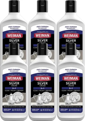Miniatura 10 de Weiman Silver Cream Cleaner 3 en 1, Tecnología Anti-Deslustre, Limpia, Pule, Abrillanta y Restaura de Forma Segura, Elimina y Previene el Deslustre