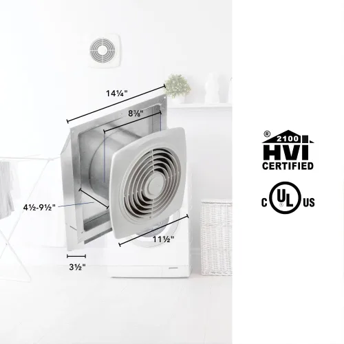 Miniatura 3 de Broan-NuTone 509 - Ventilador de ventilación a través de la pared, cubierta blanca, 200 CFM, 8.5 Sones, 8