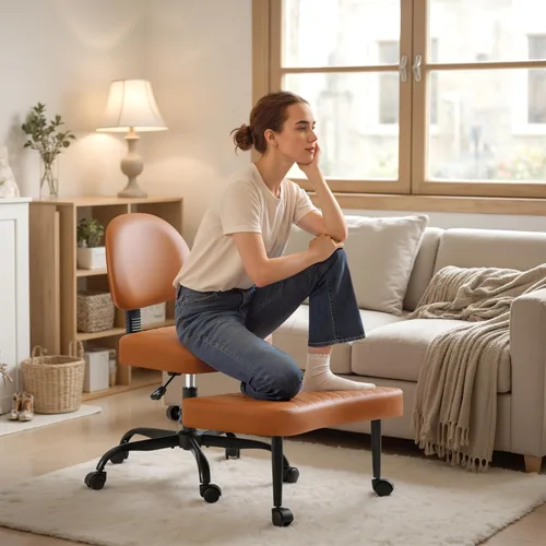 Miniatura 12 de Homall Silla ergonómica de escritorio de oficina con patas cruzadas con ruedas, giratoria de 360° y altura ajustable para meditación y TDAH, silla