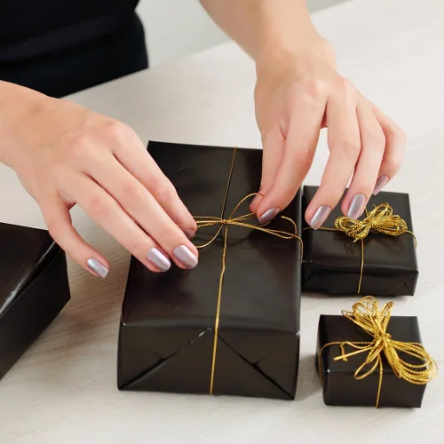 Miniatura 3 de Viadom Papel de regalo negro mate, papel de brillo perlado de color sólido, papel de regalo perfecto para bodas, día de San Valentín, cumpleaños