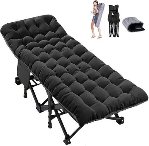 DoCred Catre plegable XXL de gran tamaño con colchón, catre de dormir resistente, cama portátil para adultos al aire libre con bolsa de transporte,