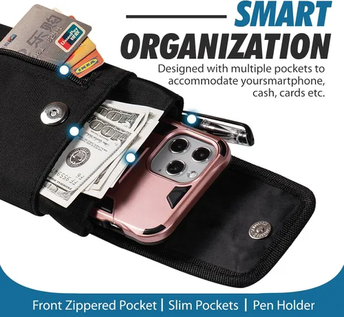 Miniatura 3 de Ranboo Phone Holster Fit for iPhone 17 Pro Max Samsung Galaxy A15 S25 Ultra S24 Ultra S23 Ultra Nylon Crossbody Purse Arm Band Bag Cell Phone Pouch