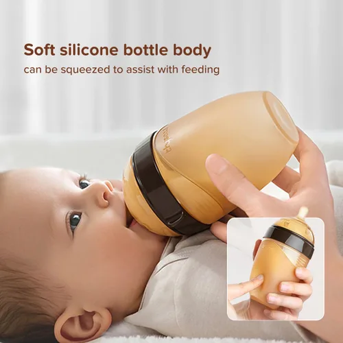 Miniatura 7 de Thyseed Biberón de silicona natural con forma de seno con tetina (0-3 meses), 8 oz, 1 paquete Silicona 0-3 meses sin asa Paquete de 1