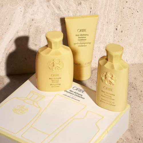 Miniatura 3 de Oribe Hair Alchemy Discovery Set Juego de cuidado del cabello de tamaño de viaje con champú Alquimia Capilar, acondicionador y suero