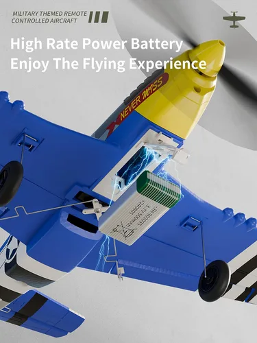 Miniatura 4 de ANTSIR Avión RC P51, avión de control remoto de 4 canales para adultos y adolescentes 14+, rango de 2.4 GHz 656 pies, giroscopio de 6 ejes