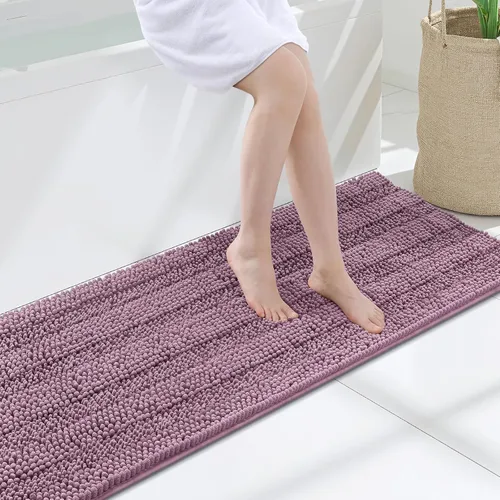 Miniatura 198 de Grandaily Alfombras de baño de felpilla a rayas de 24 x 16 pulgadas, extra gruesas y suaves, absorbentes, parte trasera de goma, alfombra de ducha