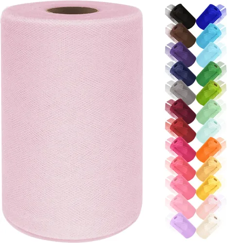 Miniatura 21 de Rollo de tela de tul de 6 pulgadas por 100 yardas (300 pies) cinta de tul malla transparente para bricolaje, falda tutú, envoltura de regalos, boda