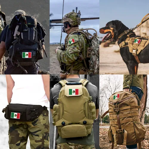 Miniatura 6 de stidsds Paquete de 2 parches de bandera de México, parches bordados, banderas mexicanas, parche táctico militar para ropa, sombrero, mochilas