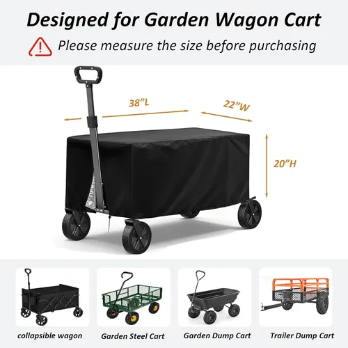 Miniatura 4 de TheElves Funda plegable para vagón, cubiertas plegables para carritos de jardín al aire libre resistentes, cubierta impermeable, a prueba de viento