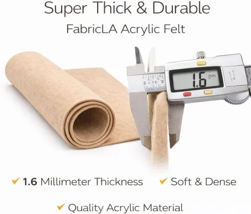 Miniatura 3 de FabricLA - Tela de fieltro acrílico Material suave, no rígido 72 pulgadas de ancho, 1.6 mm de grosor Fieltro por yarda para manualidades