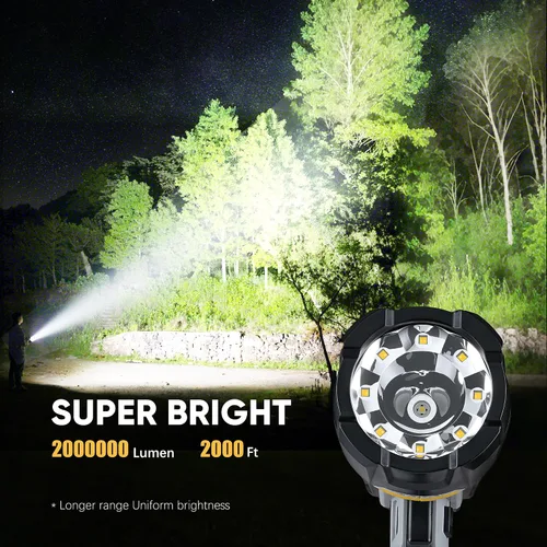 Miniatura 2 de Foco Recargable de 100000 Lúmenes, Linterna de Foco LED Superbrillante con Luz COB y Soporte Plegable, Foco de Mano Grande de Larga Duración