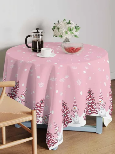 Miniatura 8 de Mantel de muñeco de nieve de Navidad impermeable para mantel redondo, rectangular, ovalado, cuadrado, 54 x 54 pulgadas, mantel para otoño, baby