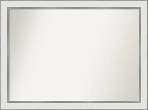 Miniatura 114 de Amanti Art Espejo de baño blanco para sobre el fregadero, 30 x 35 pulgadas, espejo de tocador rectangular estrecho de Eva de oro blanco, marco