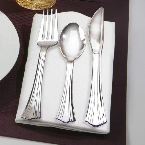 Miniatura 3 de Cubiertos descartables Reflections "Looks like silver" (160 unidades), Paquete de 1, Plateado