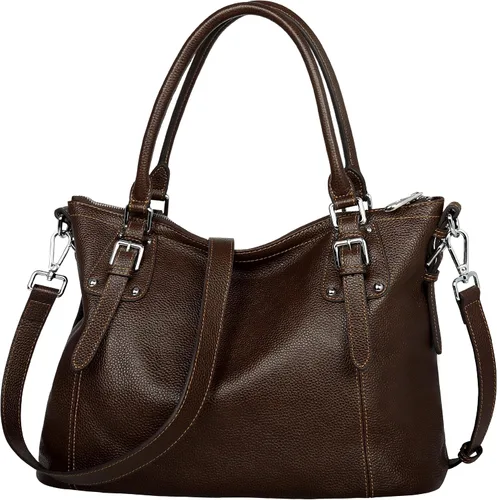 Miniatura 7 de HESHE - Carteras y bolsos de cuero genuino para mujer, bolso de mano, bolso de hombro, bolso de asa superior, bolso cruzado, bolso tipo morral