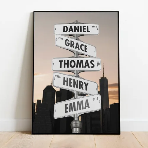 Miniatura 12 de VIRAGIL Lienzo personalizado con nombre de calle familiar, póster personalizado para decoración del hogar y sala de estar, arte de pared