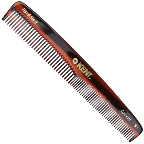 Kent Peine 3T de doble diente de 6.5 pulgadas, peine de aseo de dientes finos y anchos para cabello, barba, bigote, estilo grueso y fino para