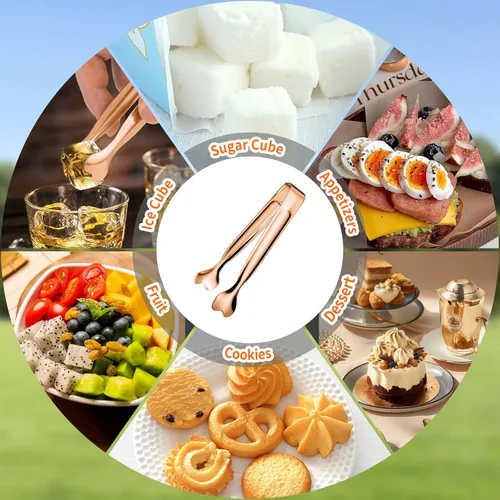 Miniatura 5 de Mini Pinzas para Servir, Anytrp Paquete de 18 Pinzas de Acero Inoxidable para Azúcar, Pinzas para Hielo de 4.3 pulgadas, Pinzas de Cocina para Oro