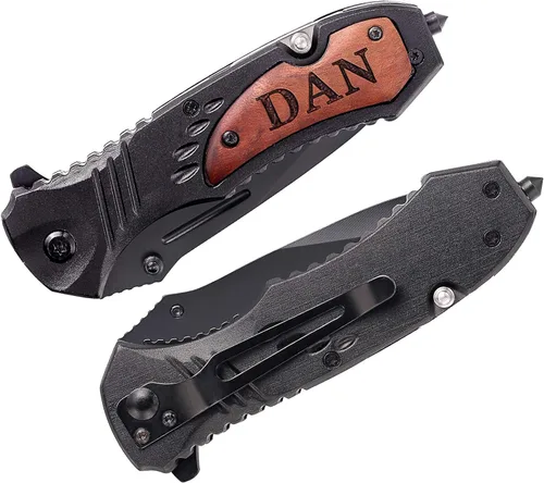 Miniatura 8 de Cuchillos personalizados para hombres, cuchillo de bolsillo grabado personalizado, idea de aniversario de madera para él, idea de Navidad
