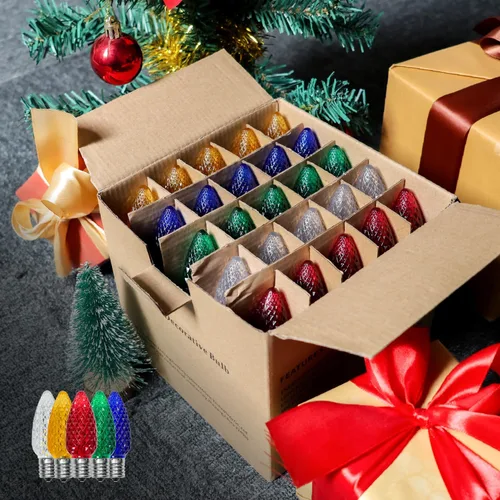 Miniatura 7 de Paquete de 50 bombillas LED multicolor C9 de repuesto, bombillas LED C9 de plástico inastillables e impermeables para tiras de luces al aire libre