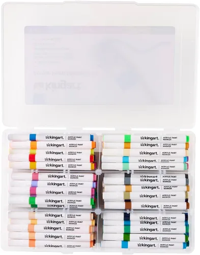 Miniatura 2 de KINGART 84-Piece Acrylic Paint Marker Set – 2mm Bullet Tip – Vibrant Water-Based Multi-Surface Art Pens for Rock, Glass, Wood, & Canvas – Large