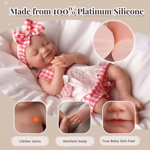 Miniatura 4 de BABESIDE Muñeca bebé de silicona – Muñecas de bebé Reborn durmiendo de 16 pulgadas, cuerpo completo de silicona, anatómicamente correcta, muñeca