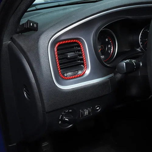 Miniatura 3 de Hoolcar Cubierta de Moldura de Ventilación del Panel de CA de Control Central del Aire Acondicionado para Dodge Charger 2011-2020, Fibra de Carbono