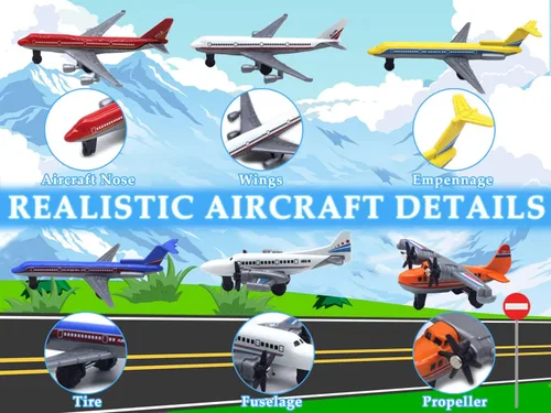 Miniatura 2 de Crelloci Toy Airplane Paquete de 6 Mini Aviones Fundidos a Presión, el Set de Juego Incluye Planeador y Aviones de Aerolíneas para Favores de Fiesta