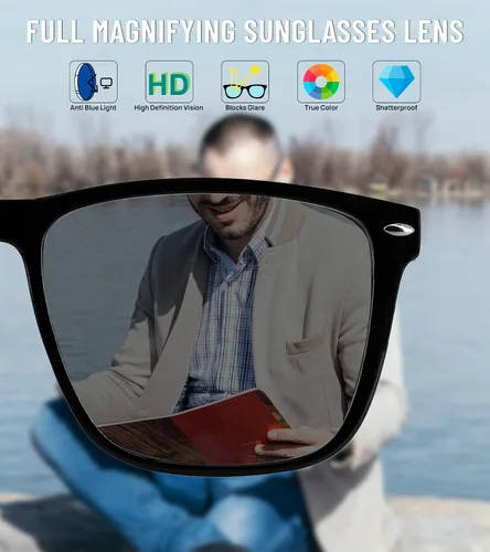 Miniatura 3 de Gafas de sol de lectura para hombre, 1.0, cuadrados, grandes, 100, 125, 150, 175, 200, 225, 250, 275, 300, 350, 400, bisagras de resorte (negro 1.00)