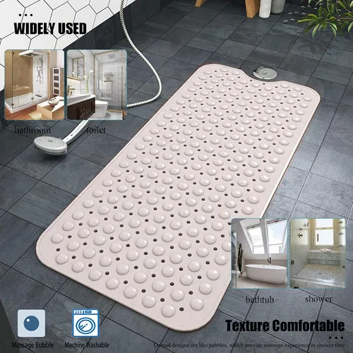 Miniatura 6 de Tapetes para bañera y ducha, tapete de baño antideslizante de 28 x 15 pulgadas, tapete para bañera lavable a máquina con ventosas y orificios