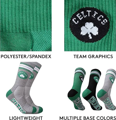 Miniatura 6 de Ultra Game Men's NBA Official Athletic Cushioned Secure Fit Team Crew Socks-3 Pack