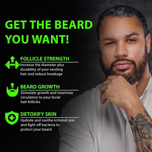 Miniatura 4 de Bálsamo de biotina para barba y bigote 2 veces más espesante, acondicionador vegano sin enjuague, suavizante natural, hidratante con aceite