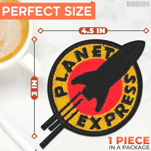 Miniatura 2 de MNC Shop parche insignia FUTURAMA Planet Express bordado para coser/planchar: 4.4 pulgadas/10.5 cm x aprox.: 3 pulgadas/7.5 cm.
